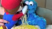Cookie Monster Eats Spaghetti Mario Cooks for Sesame Street Cookie Monster and Eats Cookies ME01BOXa