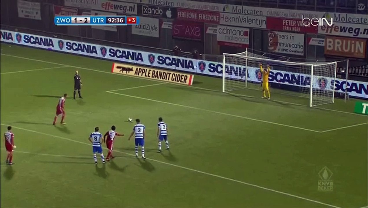 Richairo Zivkovic - Goal - Zwolle 1-2 Utrecht 14.12.2016