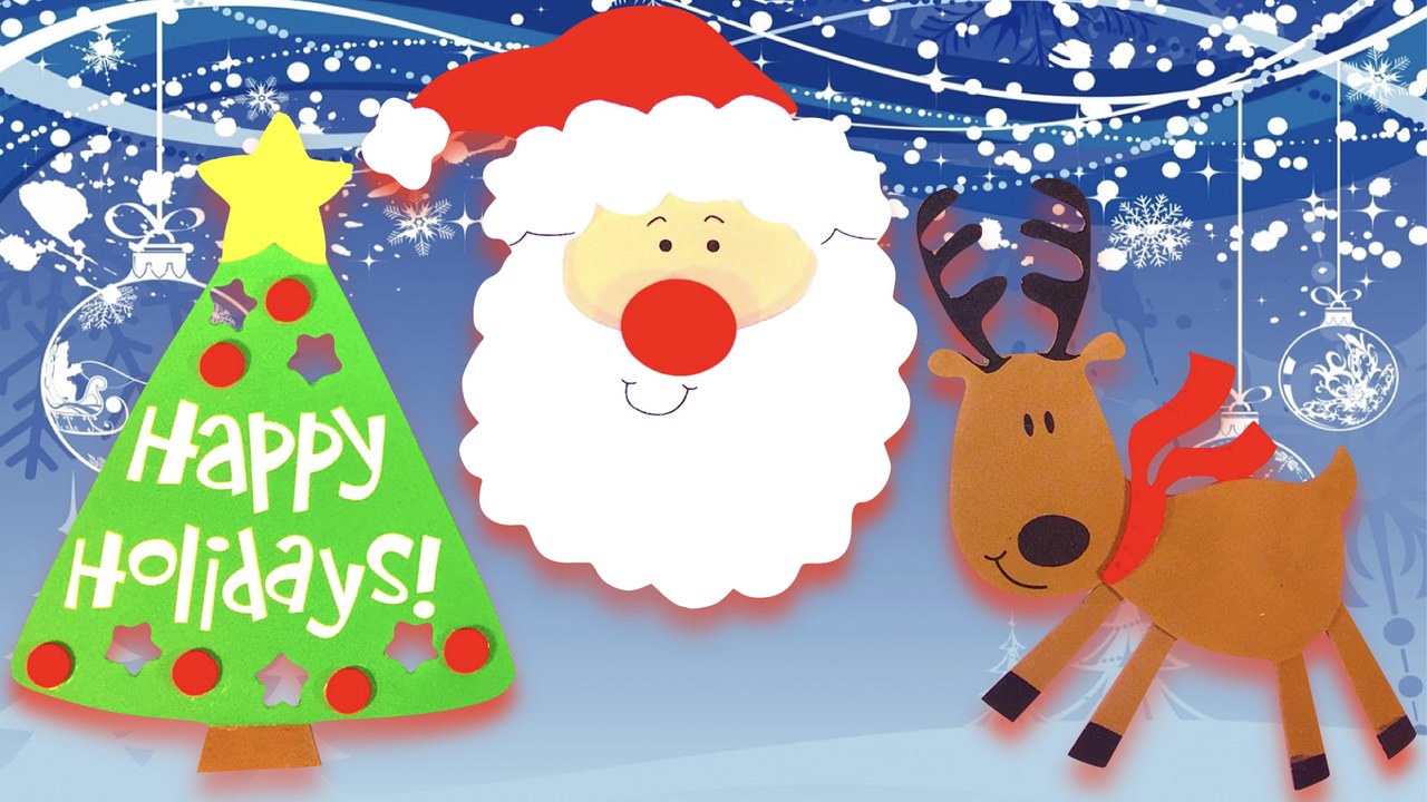 DIY How to Create Christmas Foam Magnets? #2 (Santa Claus, Reindeer & Christmas Tree)