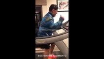 Maradona dances and sings while training on the treadmill