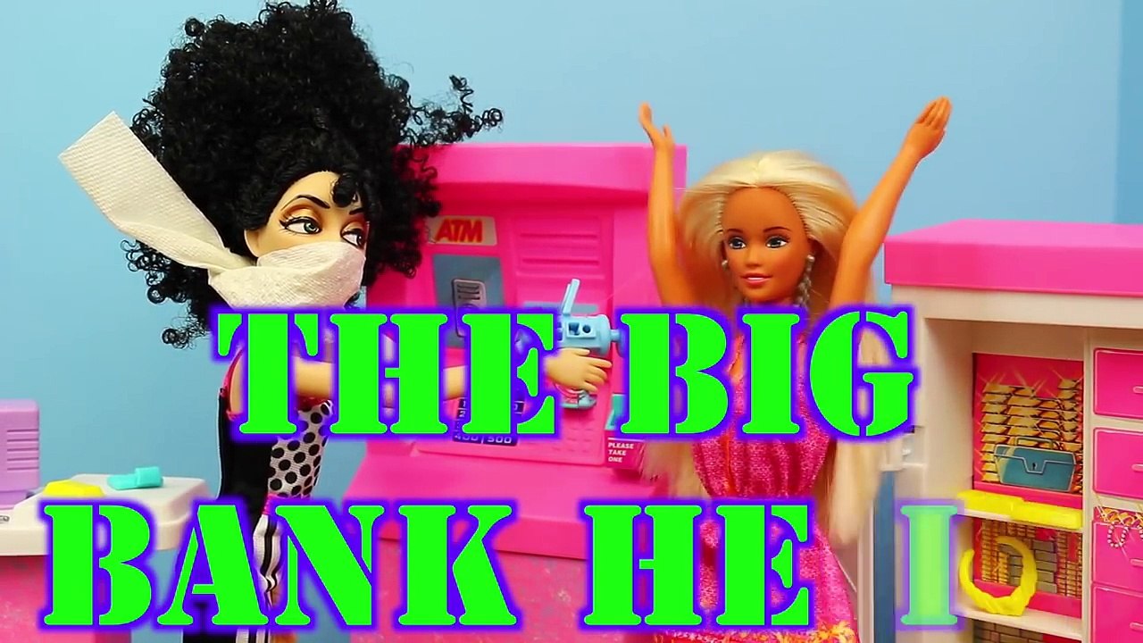 Barbie BANK ROBBERY Doll Story Parody Vintage Toy with Spiderman & Disney Rapunzel by DisneyCarToys