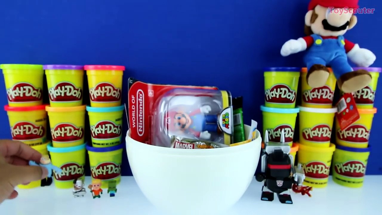 GIANT SUPER MARIO Surprise Egg Play Doh - Nintendo Game Toys TMNT Spongebob Marvel