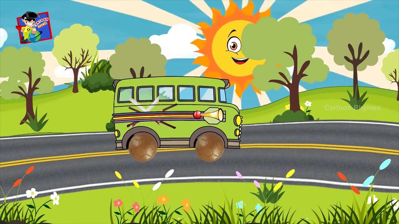 Funny Ninja Turtles Wheels on the Bus Nursery Cartoon Rhymes | Nursery Rhymes for Babies