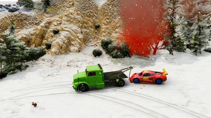 Spiderman new style save Lightning McQueen He fell from a snowy mountain Cartoon Children