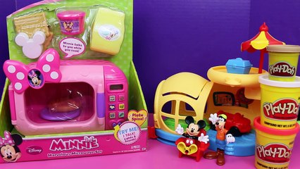 Minnie Mouse Microwave Play Doh Food with Mickey Mouse and Goofy by ToysReviewToys