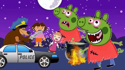 five little masha and Dora jumping on the bed