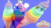 Peppa Pig & Play doh frozen! - Create ice cream rainbow with playdoh clay toys