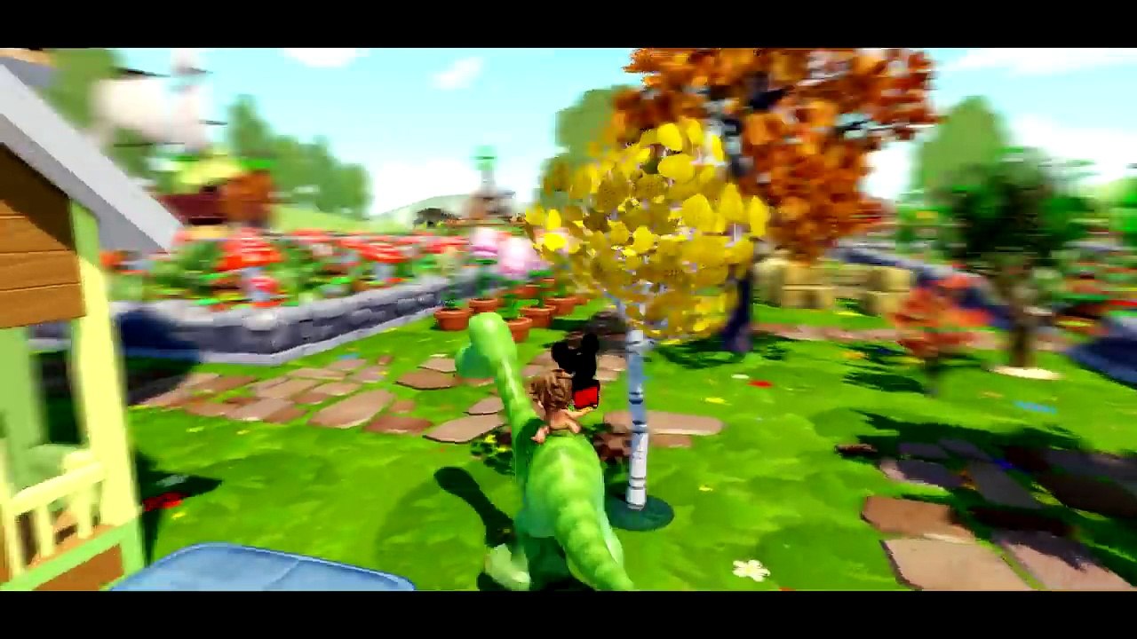 Spot & Disney Donald Duck play w/ his dinosaurs Arlo, Butch, Ramsey & Nash in farm / Nursery Rhymes