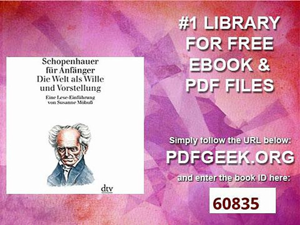 Schopenhauer für Anfänger Die Welt als Wille und Vorstellung