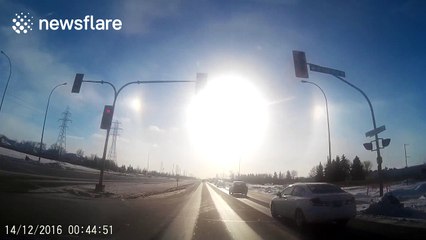 Cold temperatures create beautiful 'sun dogs' phenomenon