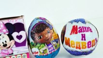 6 Surprise Eggs Opening Minnie Mouse Masha and the Bear Disney Junior Doc McStuffins Egg Toys