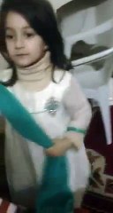 Funny little girl acting like grandma