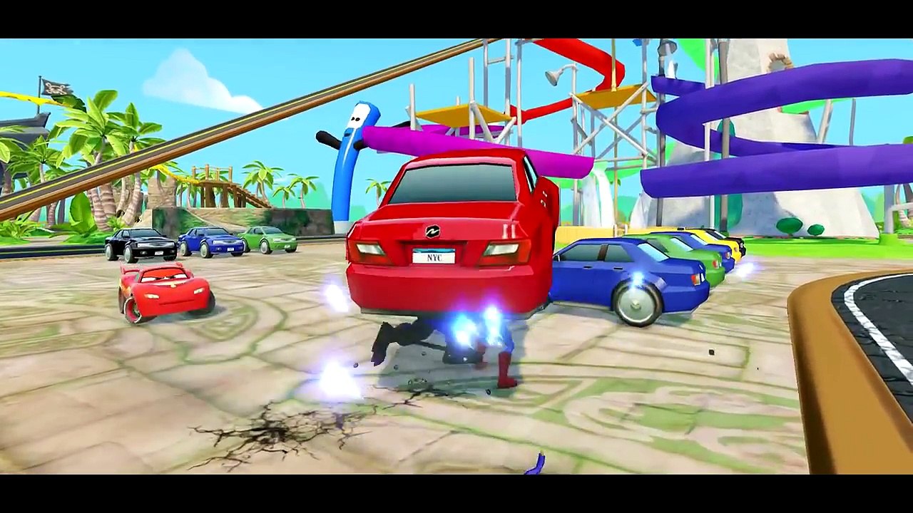 Wheels On The Bus Kids Nursery Rhymes + Fun with Venom, Spiderman and Disney Pixar Cars McQueen !