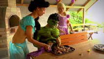 Hulk Loses His Face! w/ Frozen Elsa & Anna, Jasmine, Rapunzel Disney Princess
