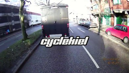KI FS270 close pass, swerve on to a cyclist