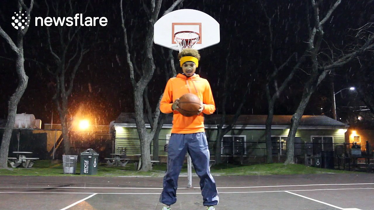 Impressive basketball trick shot