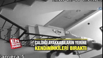Çaldığı ayakkabıların yerine kendininkileri bıraktı | En Son Haber