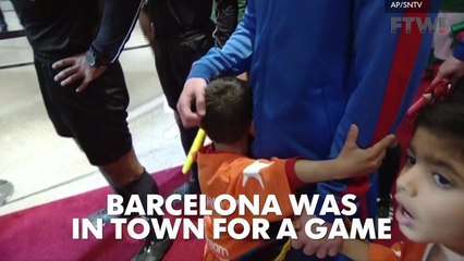 Lionel Messi finally meets his biggest little fan
