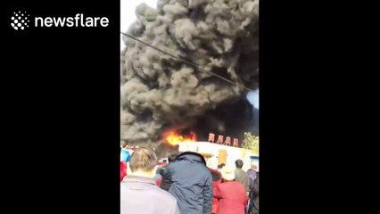 Furniture factory on fire in China