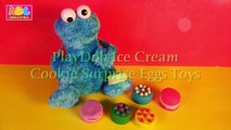 Play Doh Ice Cream Cookies Surprise Eggs with Cookie Monster | Disney Frozen Cars Mickey Toys