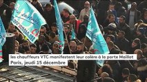 Les chauffeurs de VTC en colère bloquent la porte Maillot à Paris