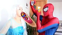 Frozen Elsa & Spiderman CHOCOLATE CHALLENGE ★ Superheroes M&Ms Challenge Superhero Prank Videos