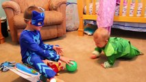 PJ Masks IRL Gekko & Catboy Fight Luna Girl IN REAL LIFE Superheroes Fight   Romeo Pushed in Pool