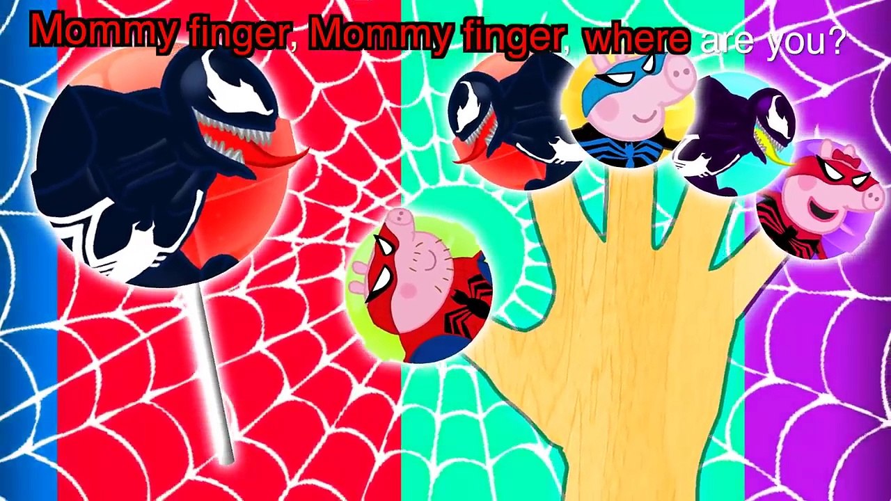 Pig Spider vs Venom Finger Family Lollipop Nursery Rhymes Lyrics / Kids