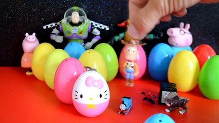 Скачать видео: 14 Surprise Eggs Peppa Pig Toy Story Hello Kitty TMNT Kinder surprise Thomas and friends