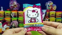 HELLO KITTY GIANT Surprise Eggs Play Doh - Disney Frozen Pez Toys Jasmine Little Snoopy Valentine