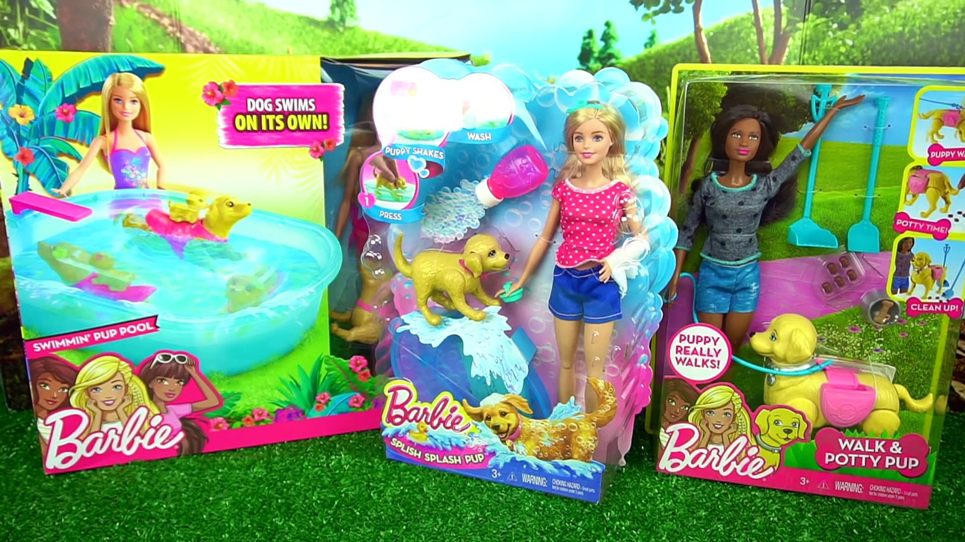 Barbie Baña a su Perrito en la Piscina , limpia su Popo y Le enseña a Nadar - Juguetes de Barbie - video dailymotion