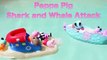 Peppa Pig SHARK ATTACK Peppa Pig Family Boat Vacation Killer Whale and Sharks Pool DisneyCarToys