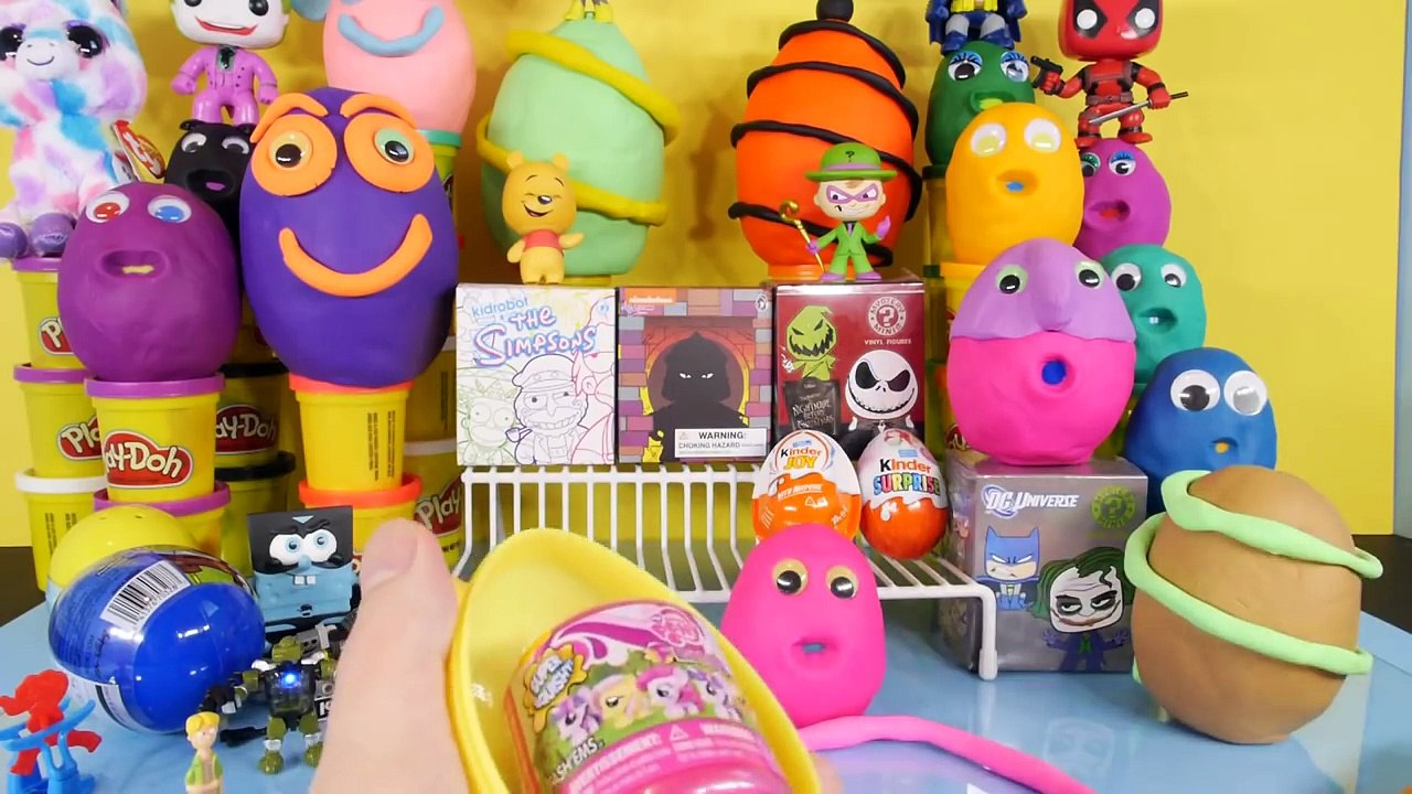 30 Kinder Surprise Play Doh Eggs Blind Box Toys Disney Princess Planes Spongebob TMNT PlayDough