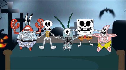 Five Little Skeleton Spongebob SquarePants - Spooky 5 Little Monkeys Nursery Rhymes - Kids Songs