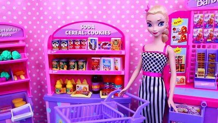 Video herunterladen: Barbie 1990s So Much To Do Supermarket Play Set GIANT Barbie Grocery Store + Frozen Elsa & Spiderman