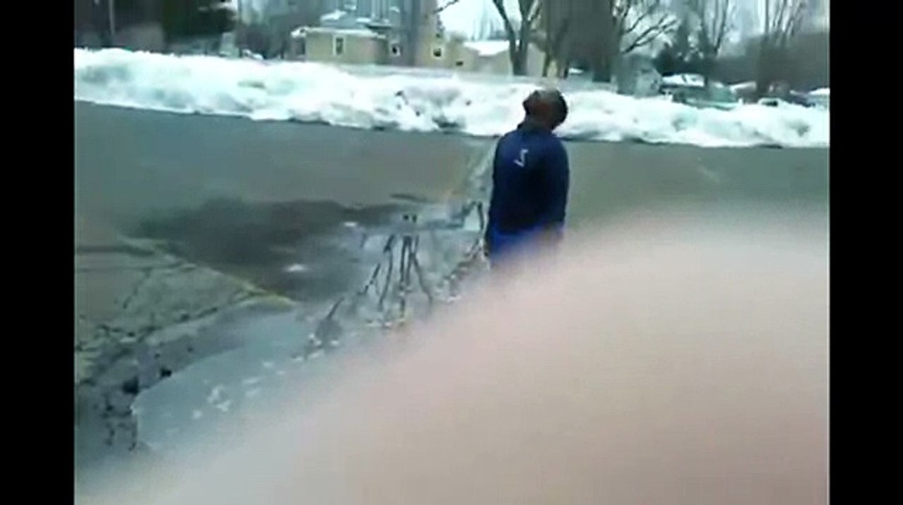 Man jumps in puddle and ends up in massive hole of water