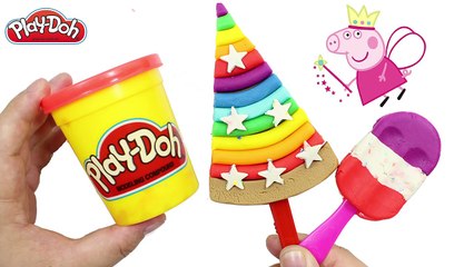 Play doh popsicle - easy to learn how to make rainbow ice cream for peppa pig español