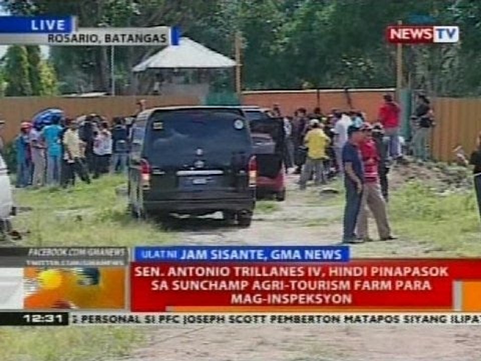 Sen. Antonio Trillanes IV, hindi pinapasok sa Sunchamp Agri-Tourism farm para mag-inspeksyon
