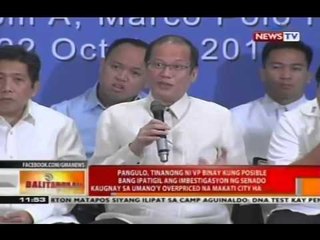 PNoy, tinanong ni VP Binay kung posible bang ipatigil ang imbestigasyon ng Senado