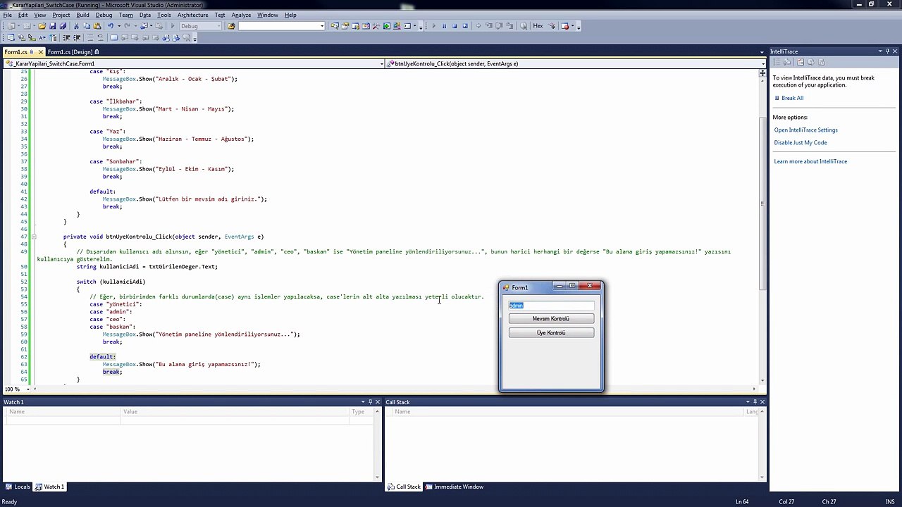 C# 9. Ders - Karar Yapıları (Switch-Case) - Part 2