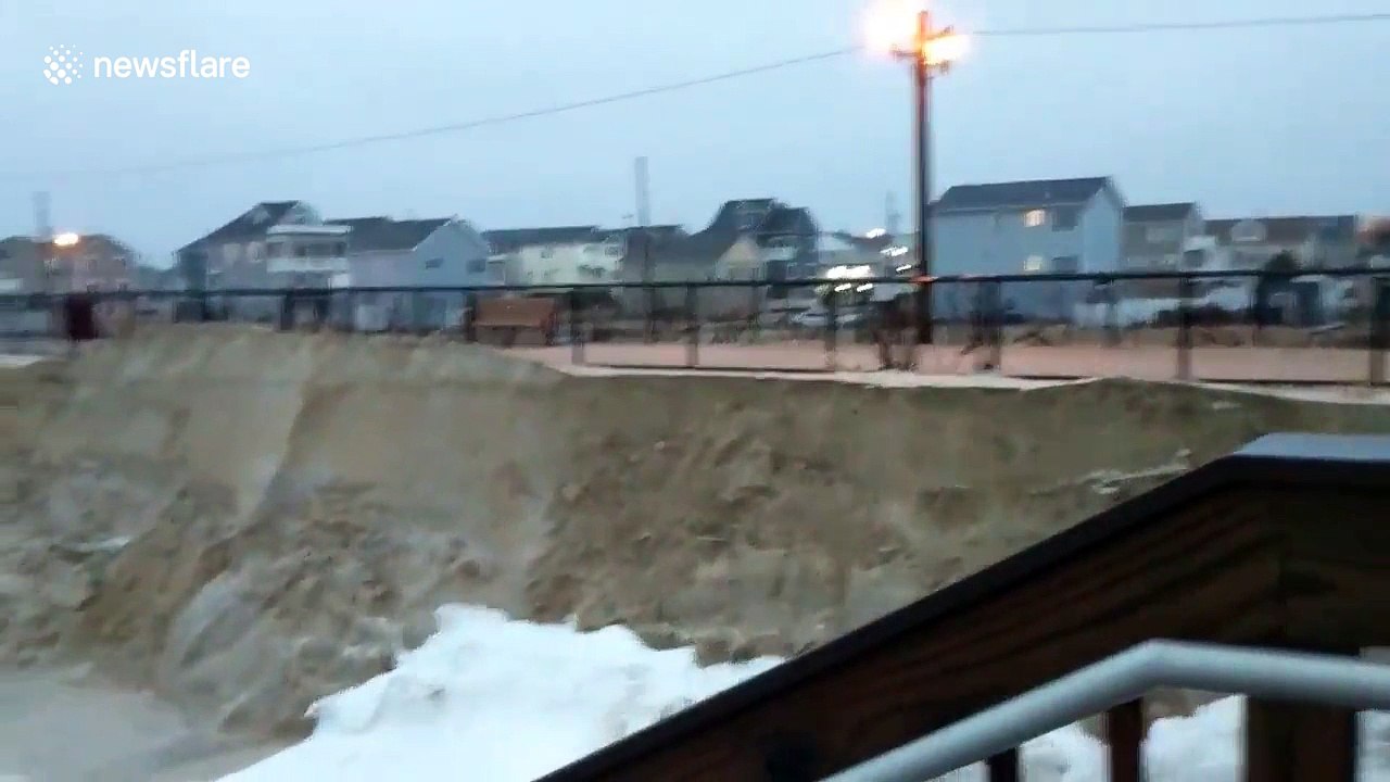 Powerful storm erodes away Jersey Shore beach