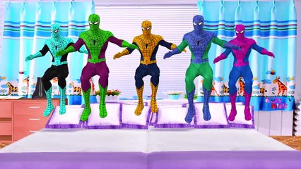 Five Little Monkey All Color Spider_Mans Dancing || Kids For Children Nursery Rhymes