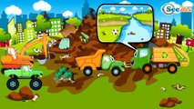 Camión, Excavadoras, Grúa - Coches y camiones para niños - Camiones infantiles. Spanish Cartoons