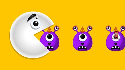 Pacman Eating Colors Monsters with Big Mouth | Funny Videos For Kids Children Toddlers Babies