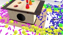 Children learning video learn colors with Funny Bowling Balls 3D wooden hammer Game for Kids Part 4