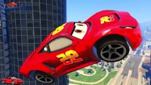 Disney cars and spiderman Dinoco King 43 and Lightning McQueen Disney cars jumping Happiness Ramp