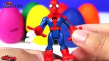 Surprise Eggs Play Doh! LEARN COLORS for Toddlers Spiderman Minions Peppa Pig Spongebob MLP Toys