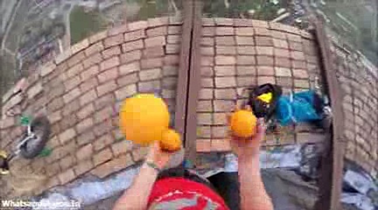 Unicycle On Huge Chimney In Targu Jiu