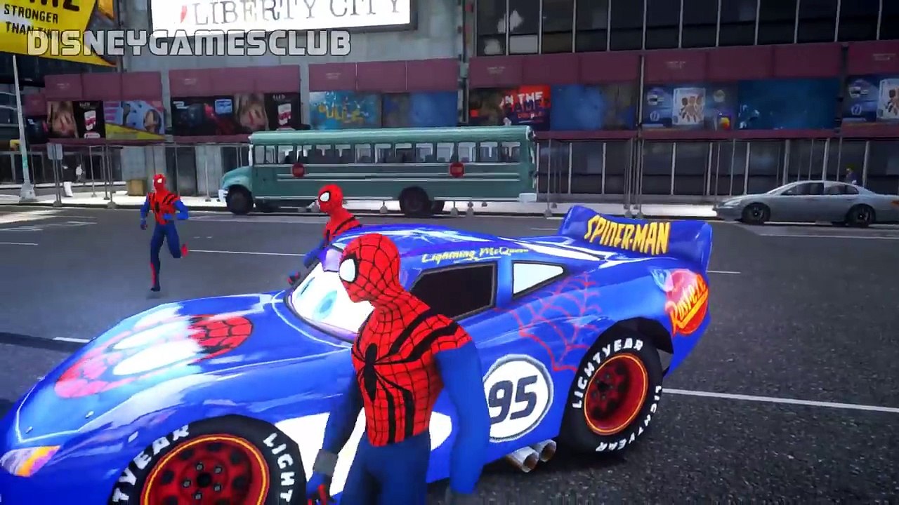 Nursery Rhymes Disney Pixar Cars Spiderman & BLUE Lightning McQueen (Songs for Children w/ Action)