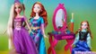 Frozen Anna connects Disney Princess hair play Rapunzel extensions Streaks colorful curls Merida